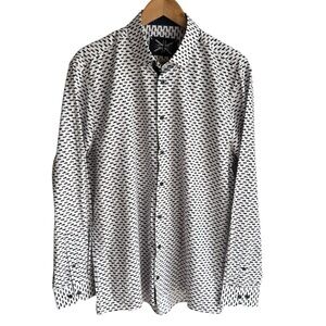 Soul of London Car Print Dress Shirt Mens Large 16.5 White Novelty Teacher Ford